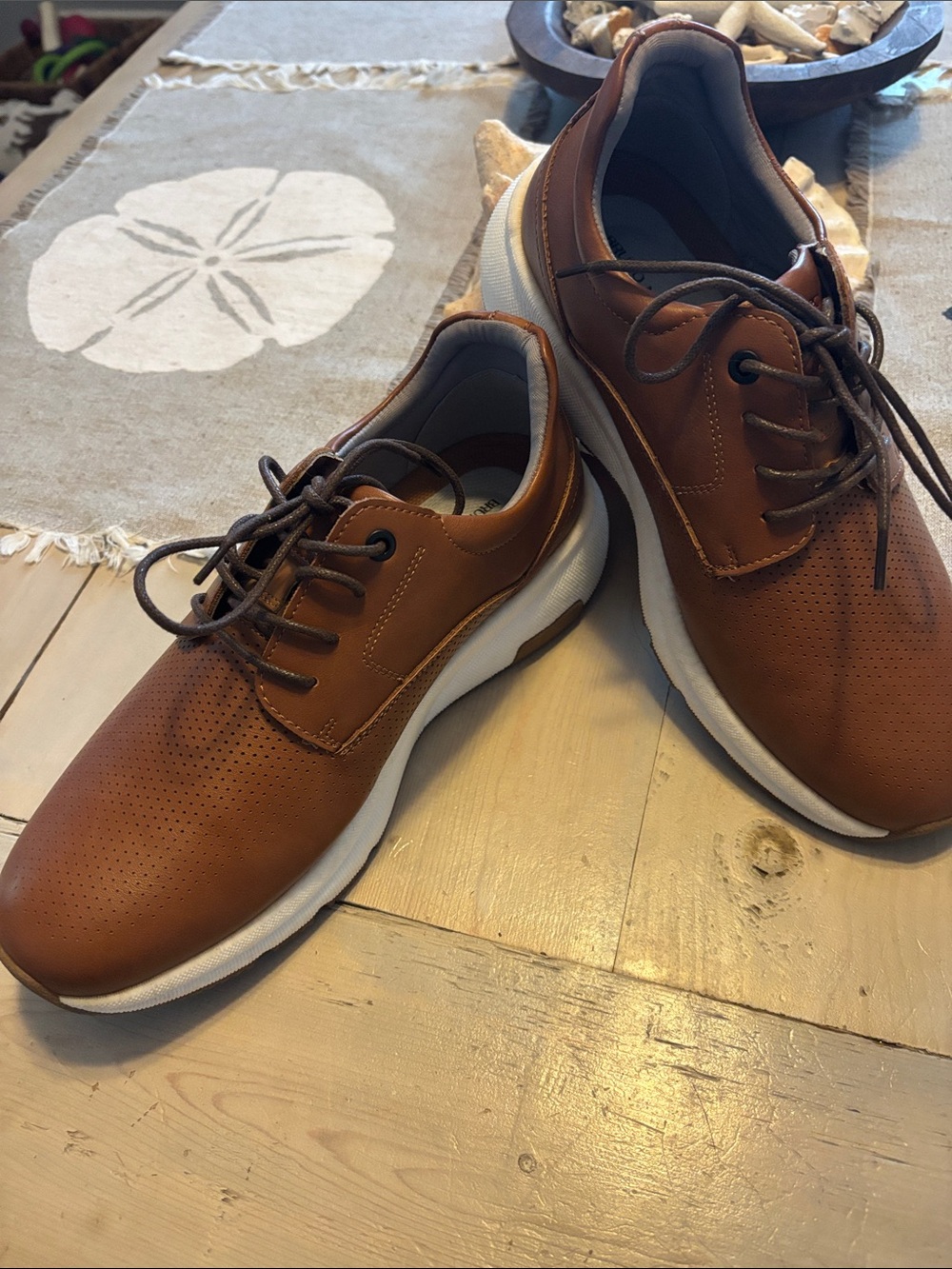 Bruno Marc Men's Casual Brown Leather-Look Lace-Up Sneakers size 8.5